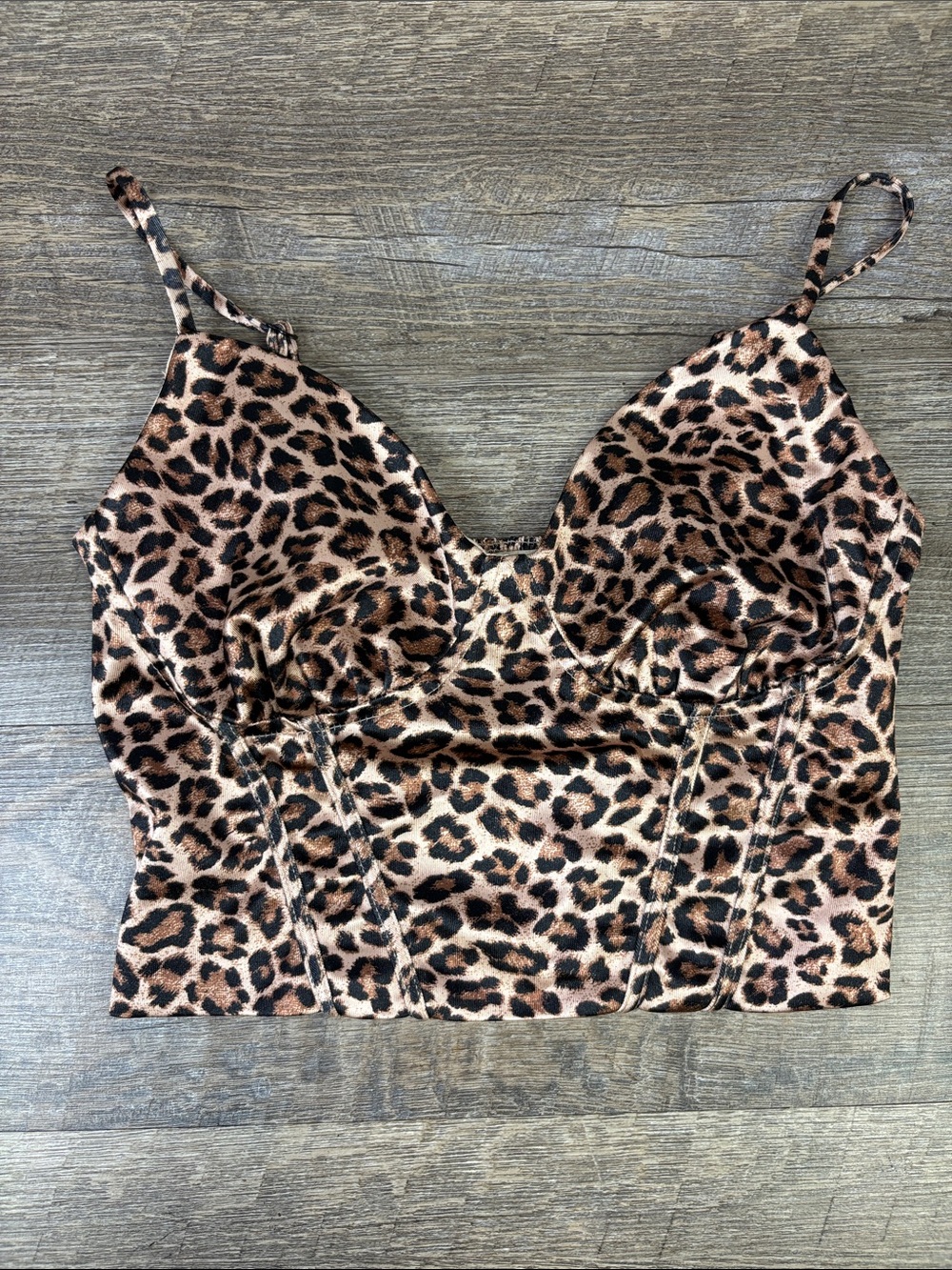 Thirty/Thirty Leopard Print Corset Bustier Crop Top Size Small